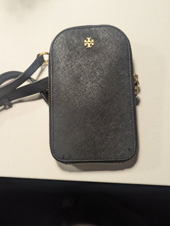 Tory Burch Handbags - TORY BURCH Crossbody Purse Phone Bag Black Gold Logo
